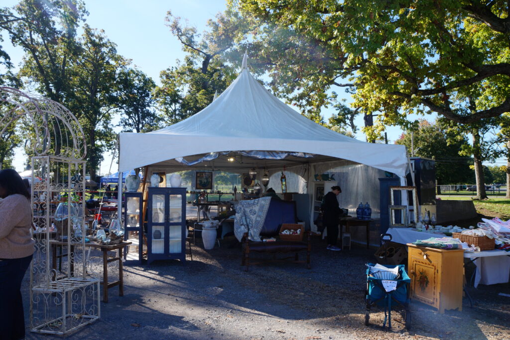 Set up a white outdoor event tent with furniture and decorations to show off high-quality Party Tents for Sale for weddings and business parties.