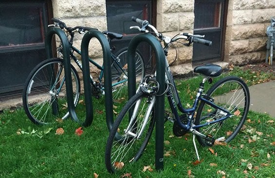 Sturdy bike rack in the USA designed for secure bike storage, featuring a simple and efficient design ideal for public spaces or homes.