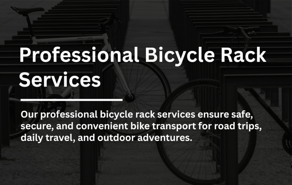 Modern bike parked beside installed bicycle racks showing secure and organized transport and parking solution