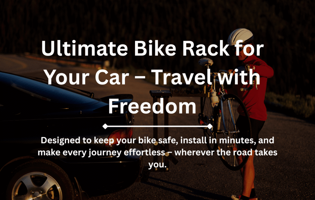 Cyclist mounting a bike on a car rack at sunset, showing a secure Bike Rack for Car ready for travel