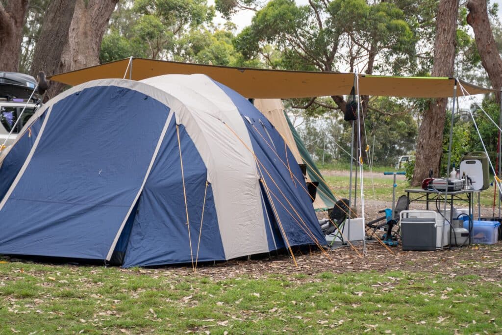 Kmart tent set up in the outdoors, perfect for camping trips with family and friends.